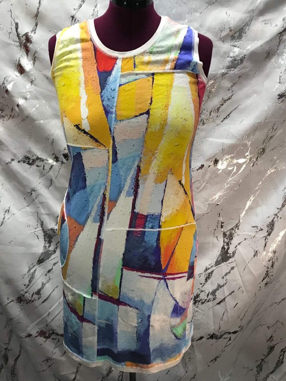 Simply Art by Dolcezza Women's Abstract Print Sleeveless Shift Dress